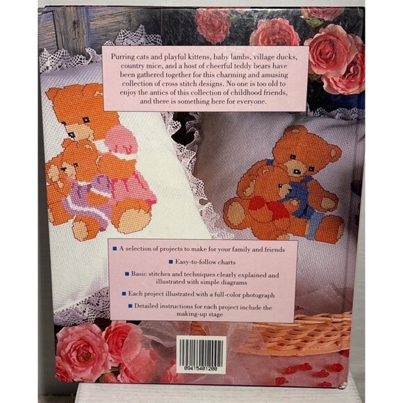 Cute & Cuddly Cross Stitch Book Hardcover 144 Pages Teddy Bears Kittens Baby Kid - Picture 3 of 12